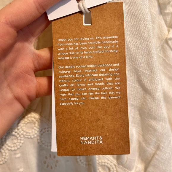 Hemant & Nandita Babydoll Lace Off White Cream Dress XS NWT - Picture 7 of 15